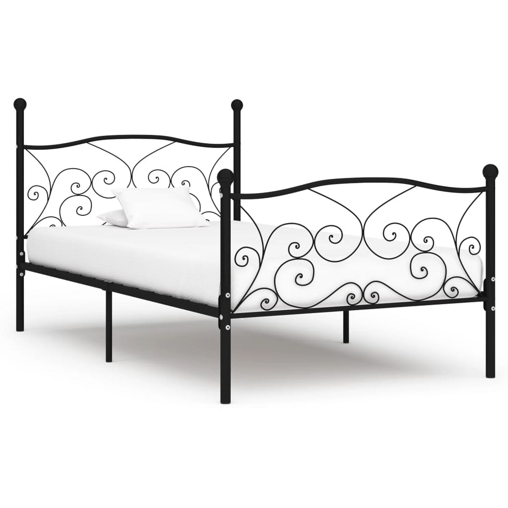 vidaXL Bed Frame with Slats Black Metal 90x200 cm