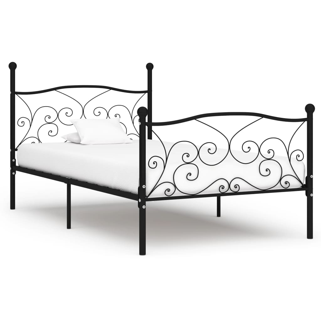 Bettgestell mit Lattenrost Schwarz Metall 90×200 cm
