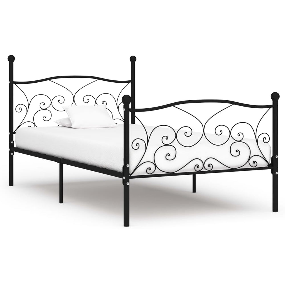 vidaXL Bed Frame with Slats Black Metal 100 x 200 cm