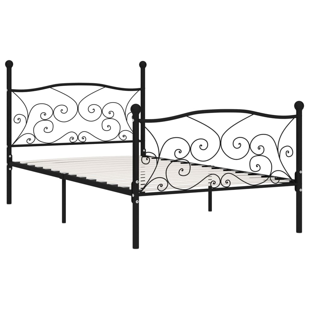 vidaXL Bed Frame with Slats Black Metal 100 x 200 cm