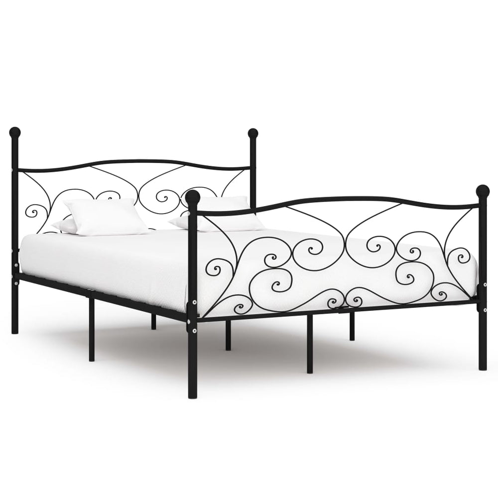 vidaXL Bed Frame with Slatted Base Black Metal 120 x 200 cm