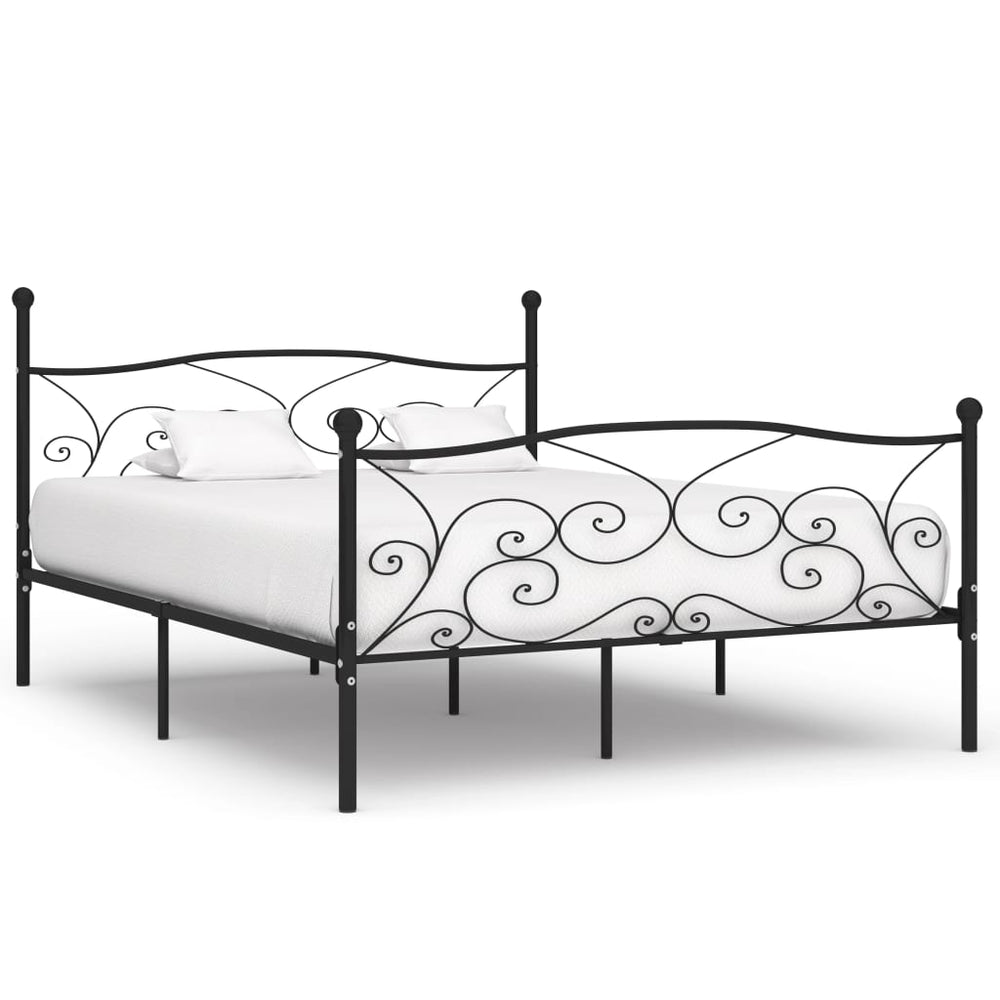 vidaXL Bed Frame with Slat Base Black Metal 180 x 200 cm
