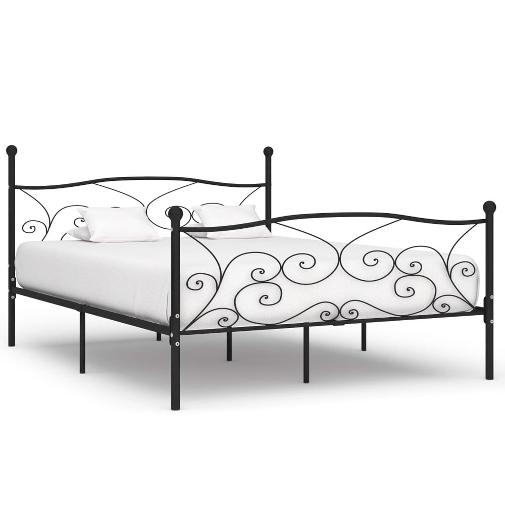 vidaXL Bed Frame with Slats Black Metal 200 x 200 cm