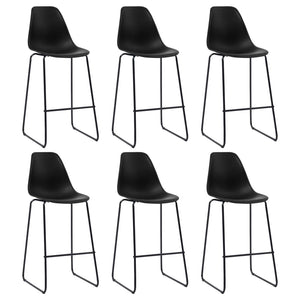 vidaXL Tabourets de bar 6 pcs Noir Plastique