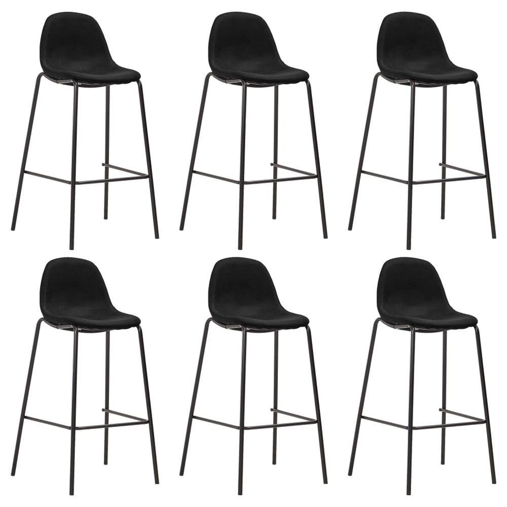 vidaXL Bar Stools 6 pcs Black Fabric