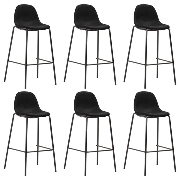 vidaXL Tabourets de bar 6 pcs Noir Tissu