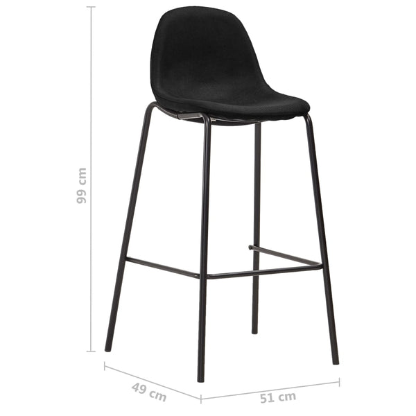 vidaXL Tabourets de bar 6 pcs Noir Tissu