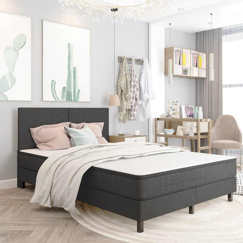 vidaXL Box Spring Bed Frame Grey Fabric 140x200 cm