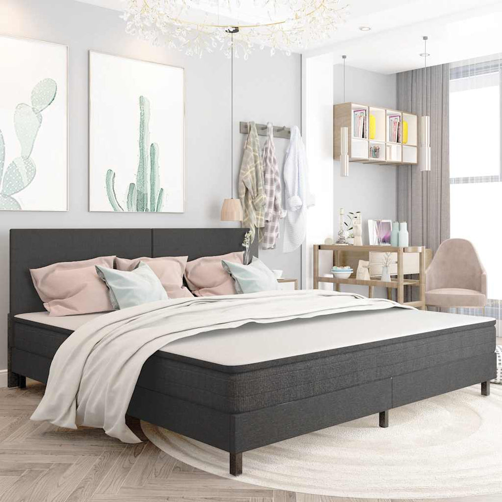 vidaXL Box Spring Bed Frame Grey Fabric 200x200 cm