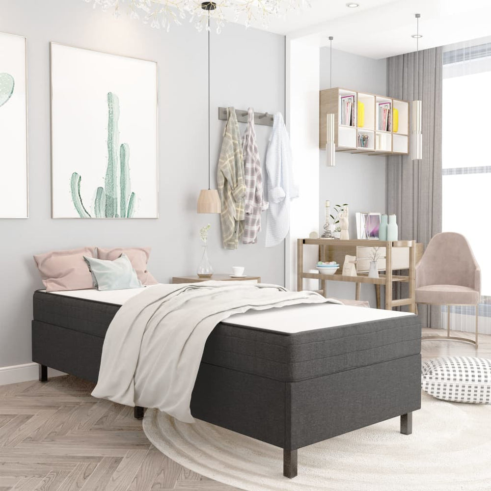 vidaXL Box Spring Bed Frame Grey Fabric 90x200 cm