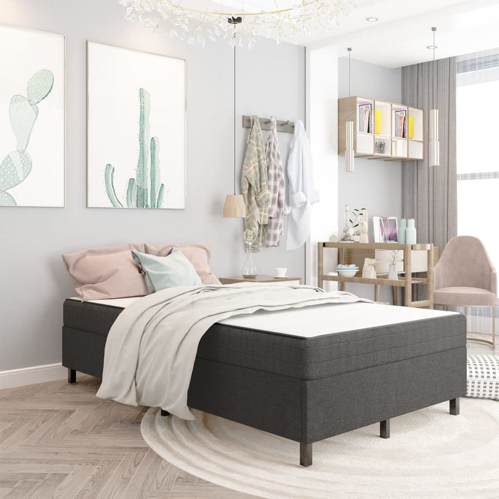 vidaXL Box Spring Bed Frame Grey Fabric 120x200 cm