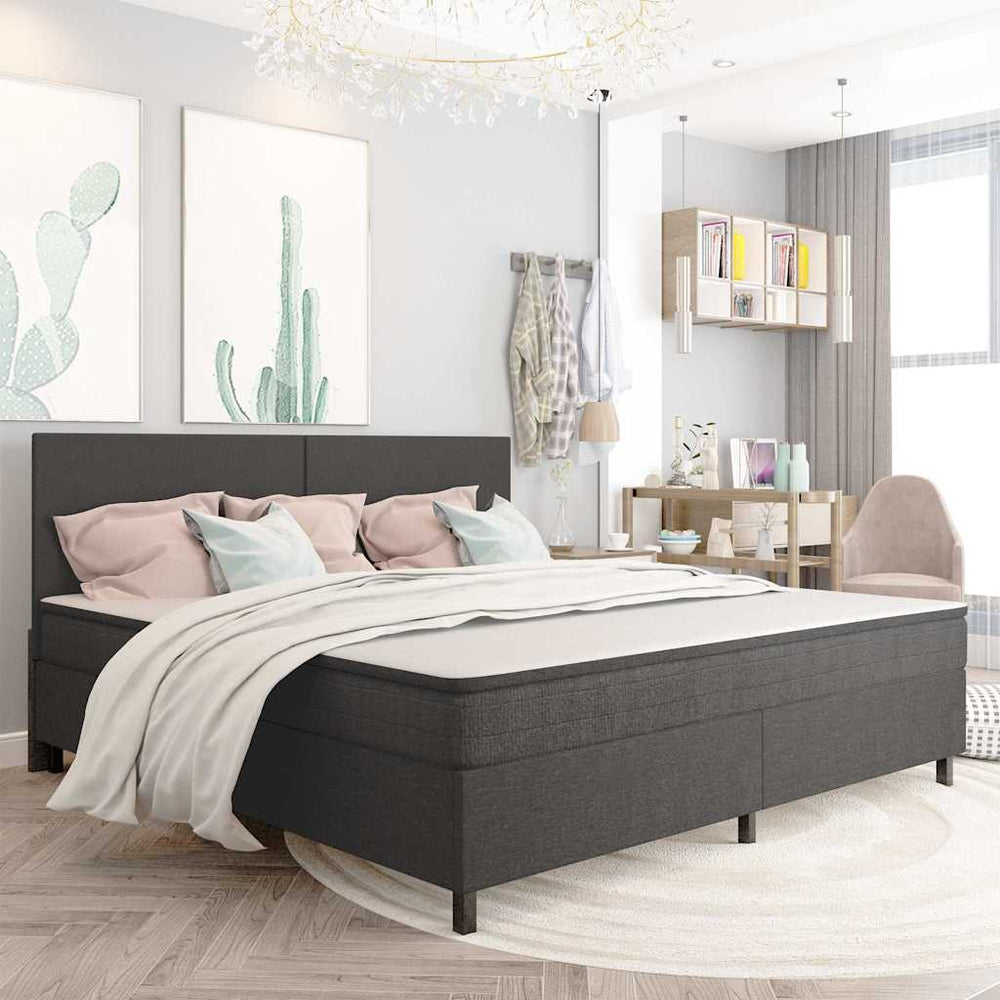 vidaXL Box Spring Bed Frame Grey Fabric 200x200 cm