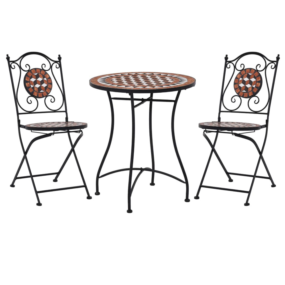 vidaXL Ensemble de bistrot 3 pièces Mosaïque Céramique Terre Cuite