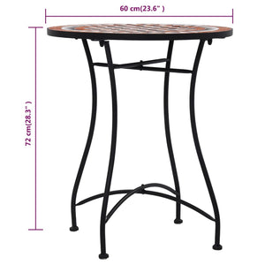 3-tlg. Bistro-Set Mosaik Keramik Terrakotta