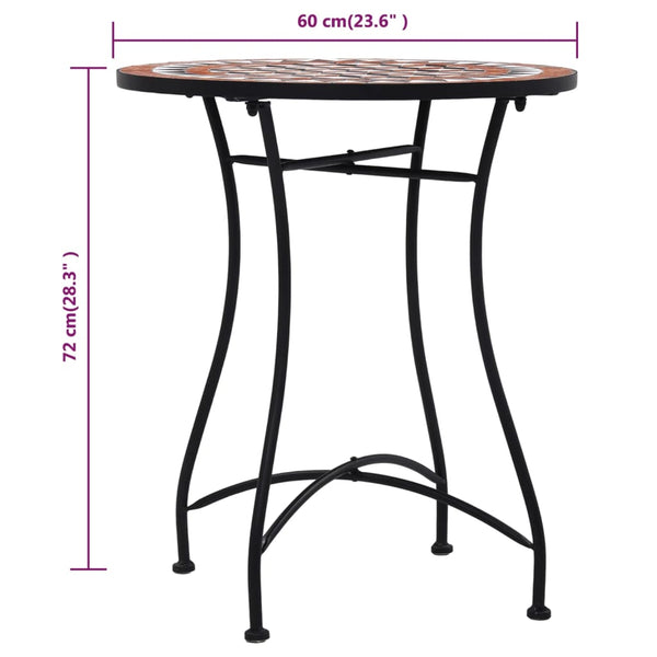 3-tlg. Bistro-Set Mosaik Keramik Terrakotta