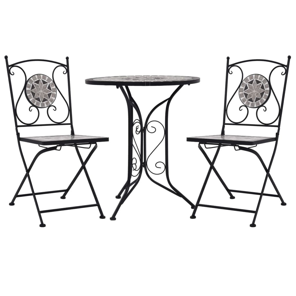 vidaXL Ensemble de bistro 3 pcs Mosaïque Céramique Gris