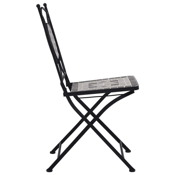 3-tlg. Bistro-Set Mosaik Keramik Grau