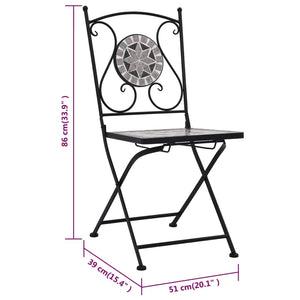 3-tlg. Bistro-Set Mosaik Keramik Grau