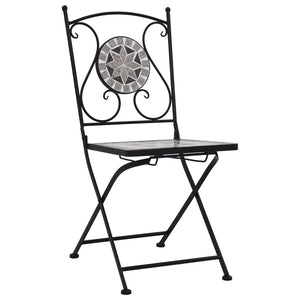 3-tlg. Bistro-Set Mosaik Keramik Grau