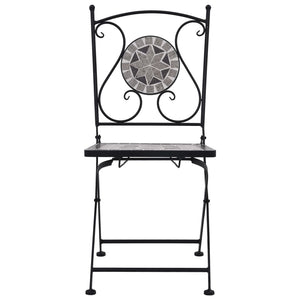 3-tlg. Bistro-Set Mosaik Keramik Grau