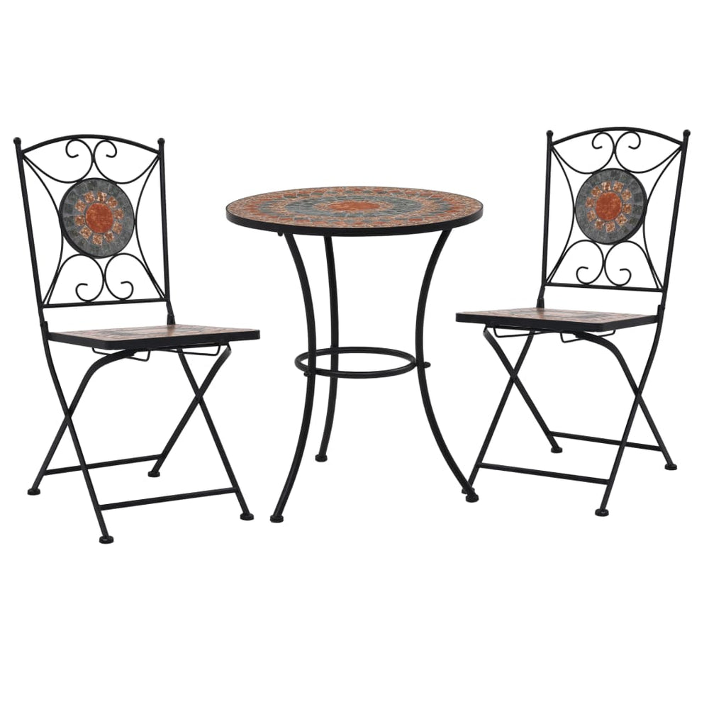 vidaXL Ensemble de bistro 3 pièces Mosaïque Céramique Orange / Gris