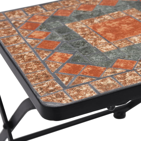 3-tlg. Bistro-Set Mosaik Keramik Orange / Grau