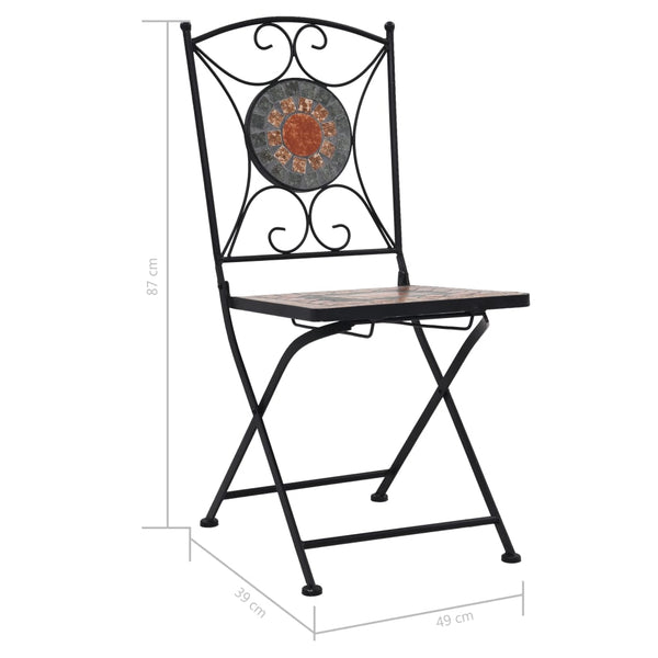 3-tlg. Bistro-Set Mosaik Keramik Orange / Grau