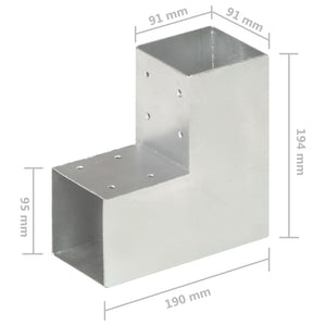 Pfostenverbinder L-Form Verzinktes Metall 91 x 91 mm