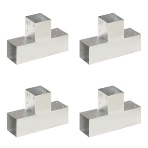 vidaXL Connecteurs de poteaux 4 pcs en T Métal galvanisé 91 x 91 mm