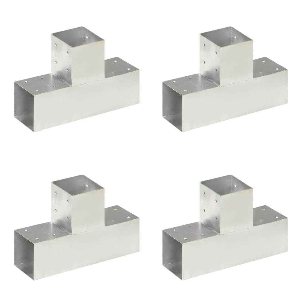 vidaXL Connecteurs de poteaux 4 pcs en T Métal galvanisé 91 x 91 mm
