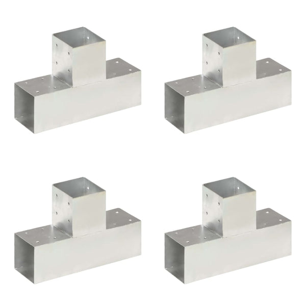 vidaXL Connecteurs de poteaux 4 pcs en T Métal galvanisé 91 x 91 mm