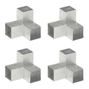 vidaXL Connecteur de poteau 4 pcs en Y métal galvanisé 91 x 91 mm