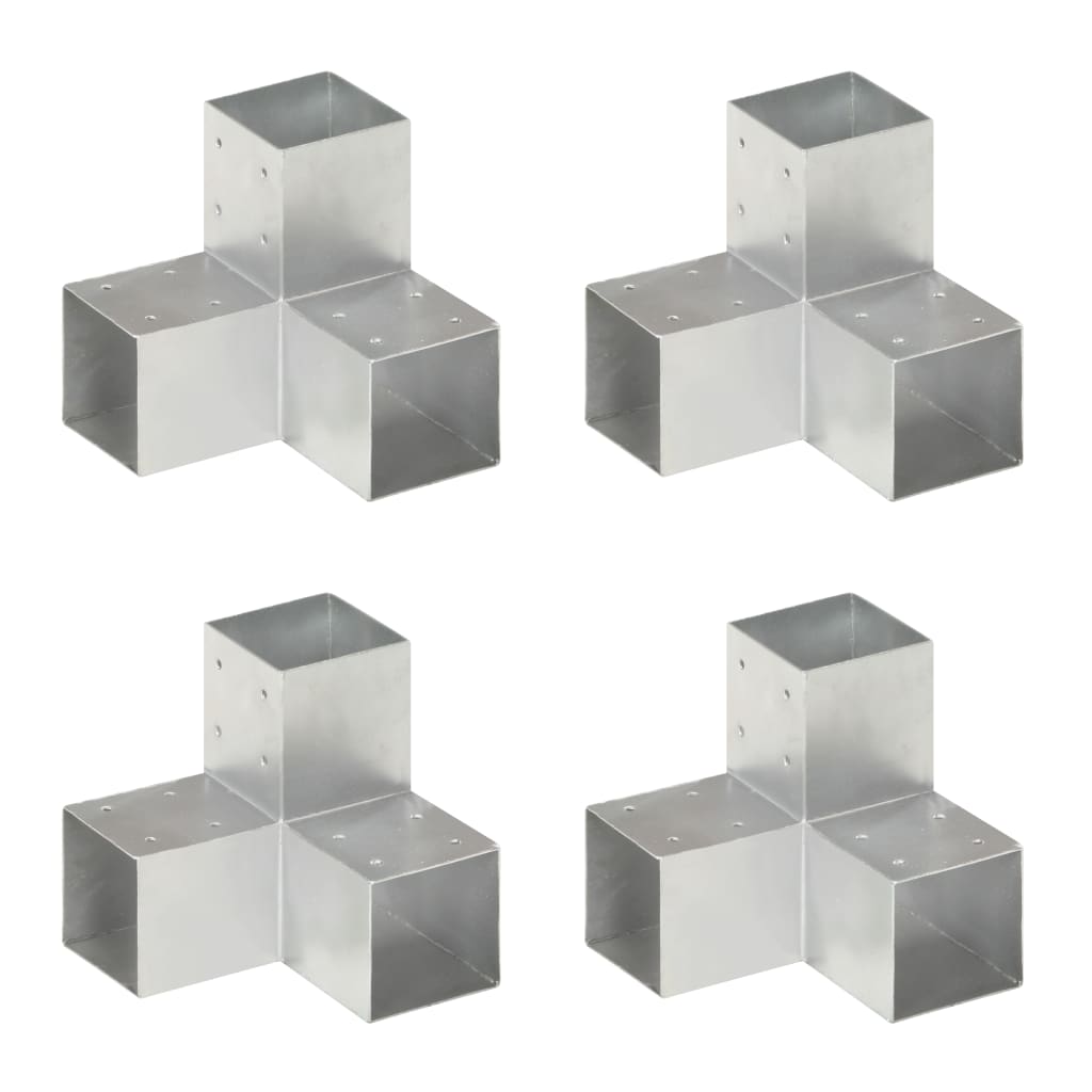 vidaXL Connecteur de poteau 4 pcs en Y métal galvanisé 91 x 91 mm