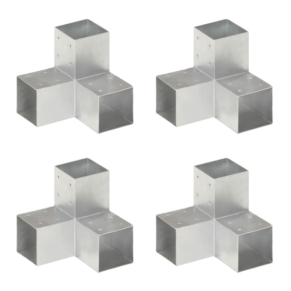 vidaXL Connecteur de poteau 4 pcs en Y métal galvanisé 91 x 91 mm