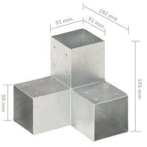 vidaXL Connecteur de poteau 4 pcs en Y métal galvanisé 91 x 91 mm