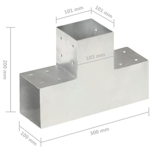 Pfostenverbinder 4 Stk. T-Form Verzinktes Metall 101 x 101 mm