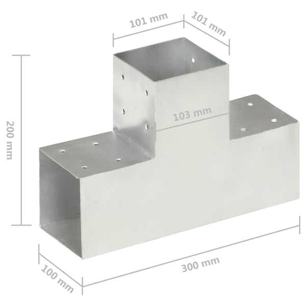 Pfostenverbinder 4 Stk. T-Form Verzinktes Metall 101 x 101 mm
