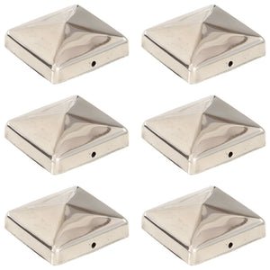 Pfostenkappen 6 Stk. Pyramide Edelstahl 71 x 71 mm