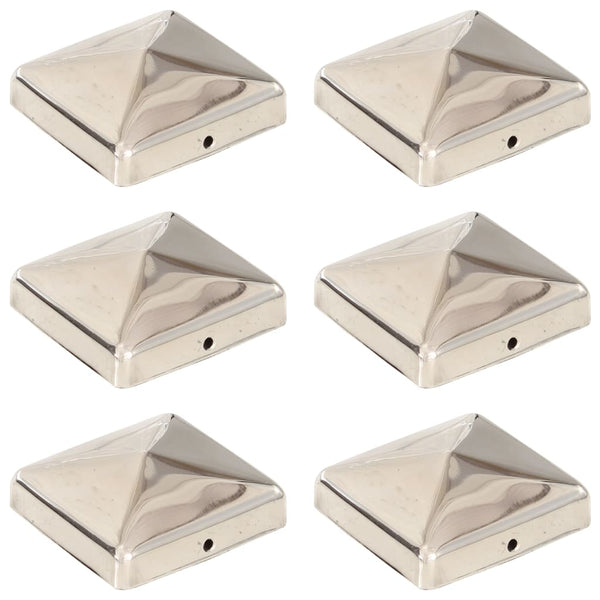 Pfostenkappen 6 Stk. Pyramide Edelstahl 71 x 71 mm