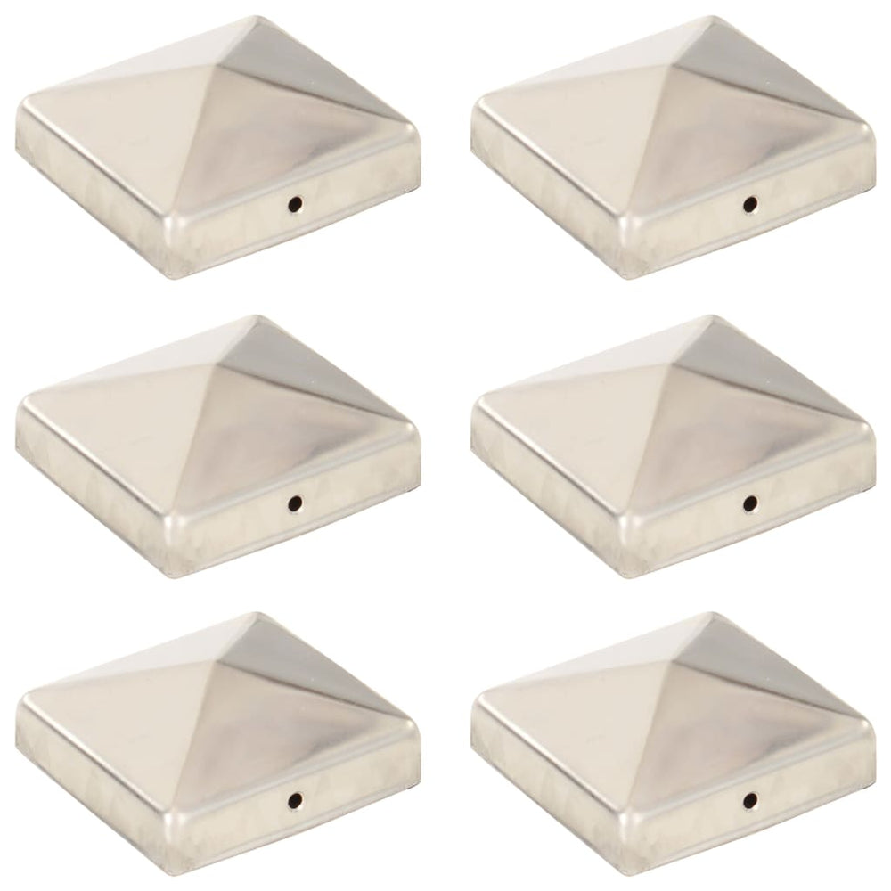 Pfostenkappen 6 Stk. Pyramide Edelstahl 81 x 81 mm