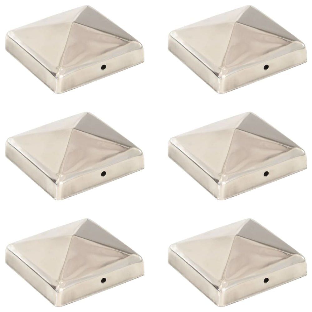Pfostenkappen 6 Stk. Pyramide Edelstahl 91 x 91 mm