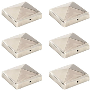 Pfostenkappen 6 Stk. Pyramide Edelstahl 91 x 91 mm