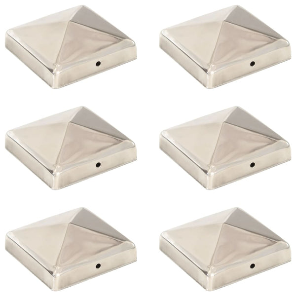 Pfostenkappen 6 Stk. Pyramide Edelstahl 91 x 91 mm