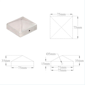 Pfostenkappen 6 Stk. Pyramide Verzinktes Metall 71 x 71 mm