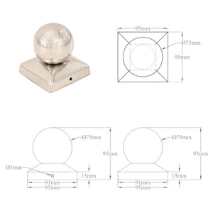 Pfostenkappen 6 Stk. Kugelform Edelstahl 81 x 81 mm