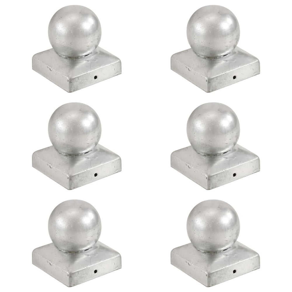 Pfostenkappen 6 Stk. Kugelform Verzinktes Metall 71 x 71 mm