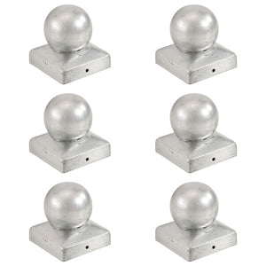 Pfostenkappen 6 Stk. Kugelform Verzinktes Metall 71 x 71 mm