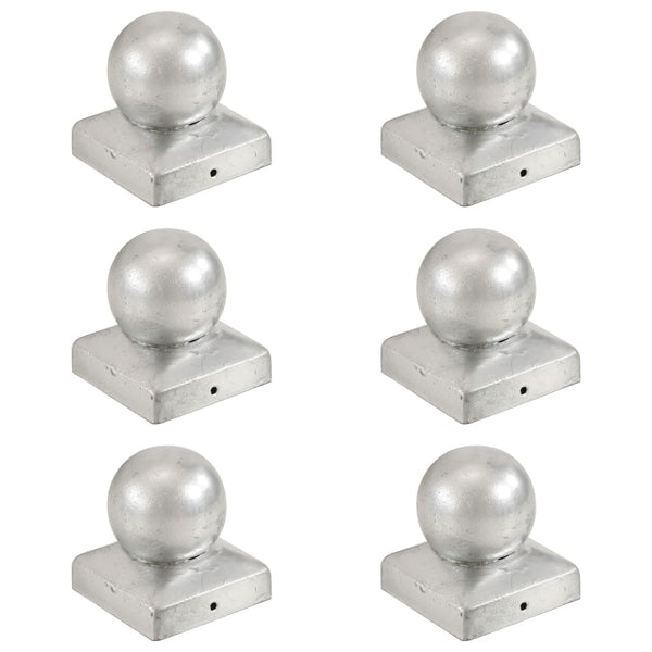 Pfostenkappen 6 Stk. Kugelform Verzinktes Metall 71 x 71 mm
