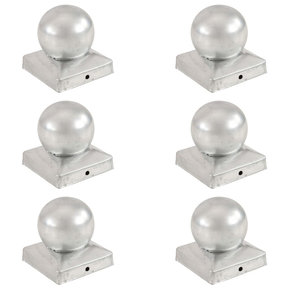 Pfostenkappen 6 Stk. Kugelform Verzinktes Metall 91 x 91 mm