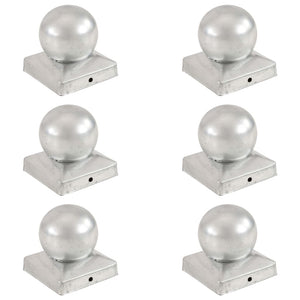 Pfostenkappen 6 Stk. Kugelform Verzinktes Metall 91 x 91 mm